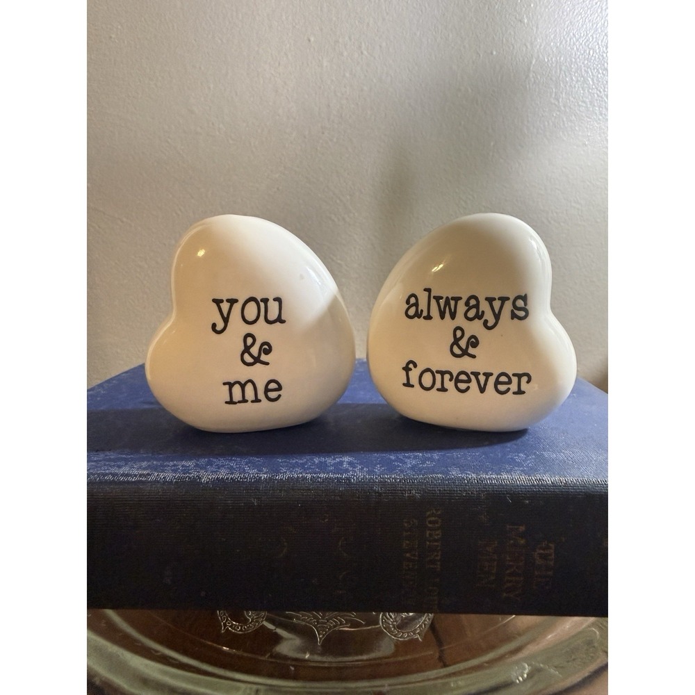 CRACKER BARREL HEART SALT & PEPPER SHAKERS, ALWAYS & FOREVER, YOU & ME MINI*